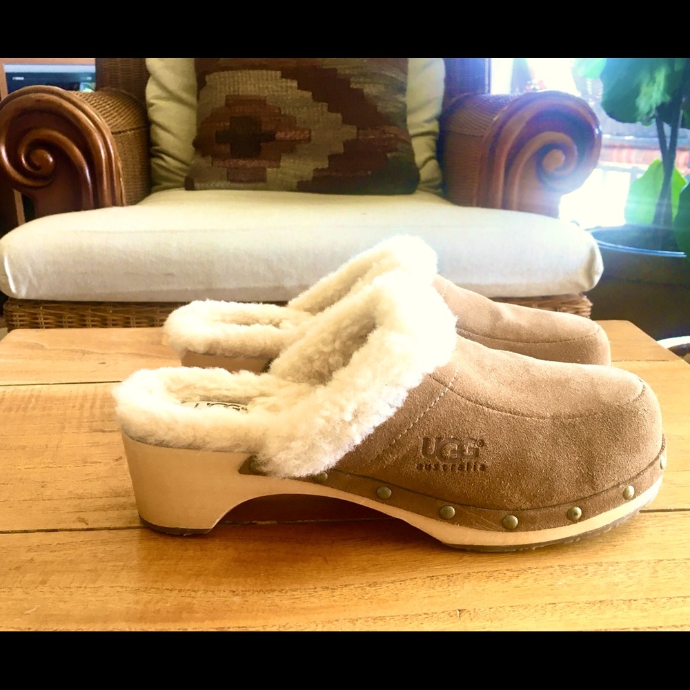 UGG Kalie suede & fleece slip-on clogs women's 8